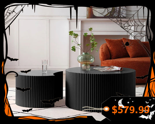 Nesting table set of 2 Round and Half Moon Shapes,No Need Assembly