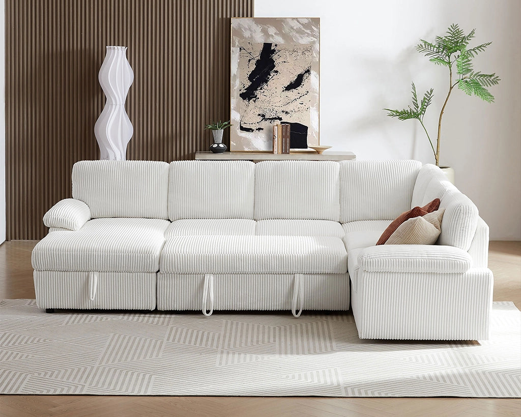 118.09"Corduroy Oversized Modular Storage Sectional Sofa Couch for Home Apartment Office Living Room