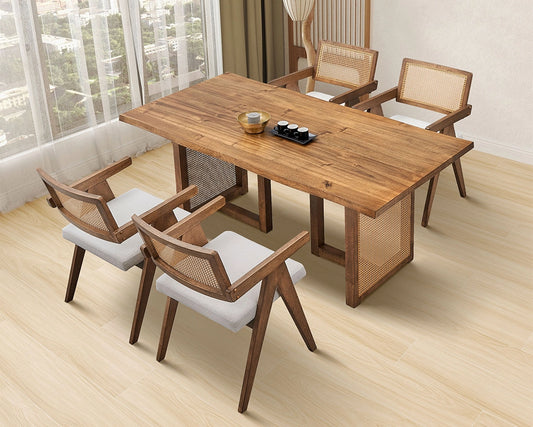70.87 Inch Rectangular Waves Wooden Dining Table