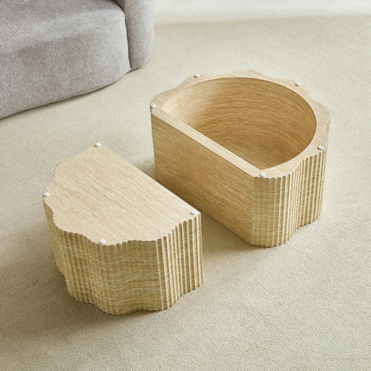 39.61" Pet House Travertine 2-Piece Round Coffee Table Set – No Assembly