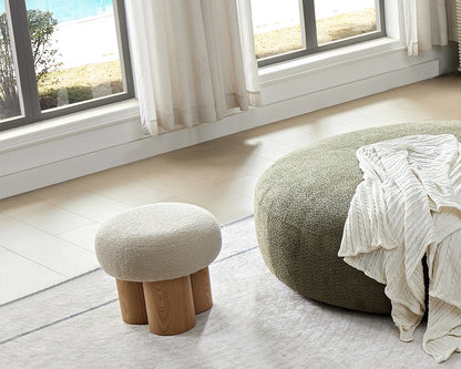 Mushroom stool, grieg plush cushion, wooden barrel PVC pipe