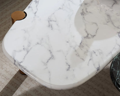 Modern Coffee Table with Gold Frame & Faux Marble Top