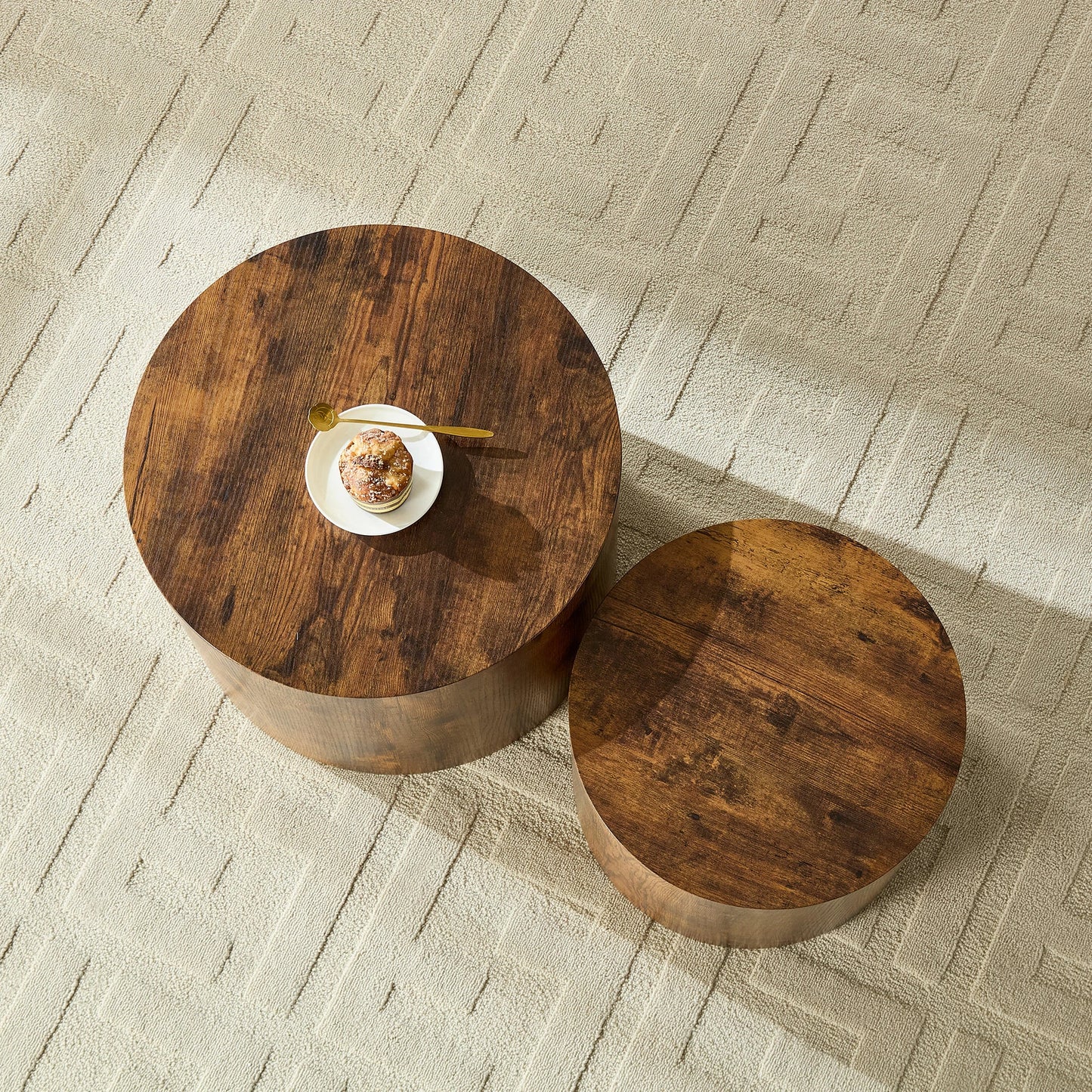WILLIAMSPACE 2-Piece Nesting Coffee Table Set – Round, No Assembly