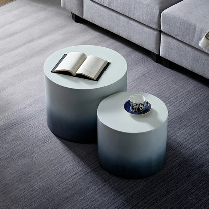 Modern Nesting Table Set of 2 with MDF Veneer, White & Black