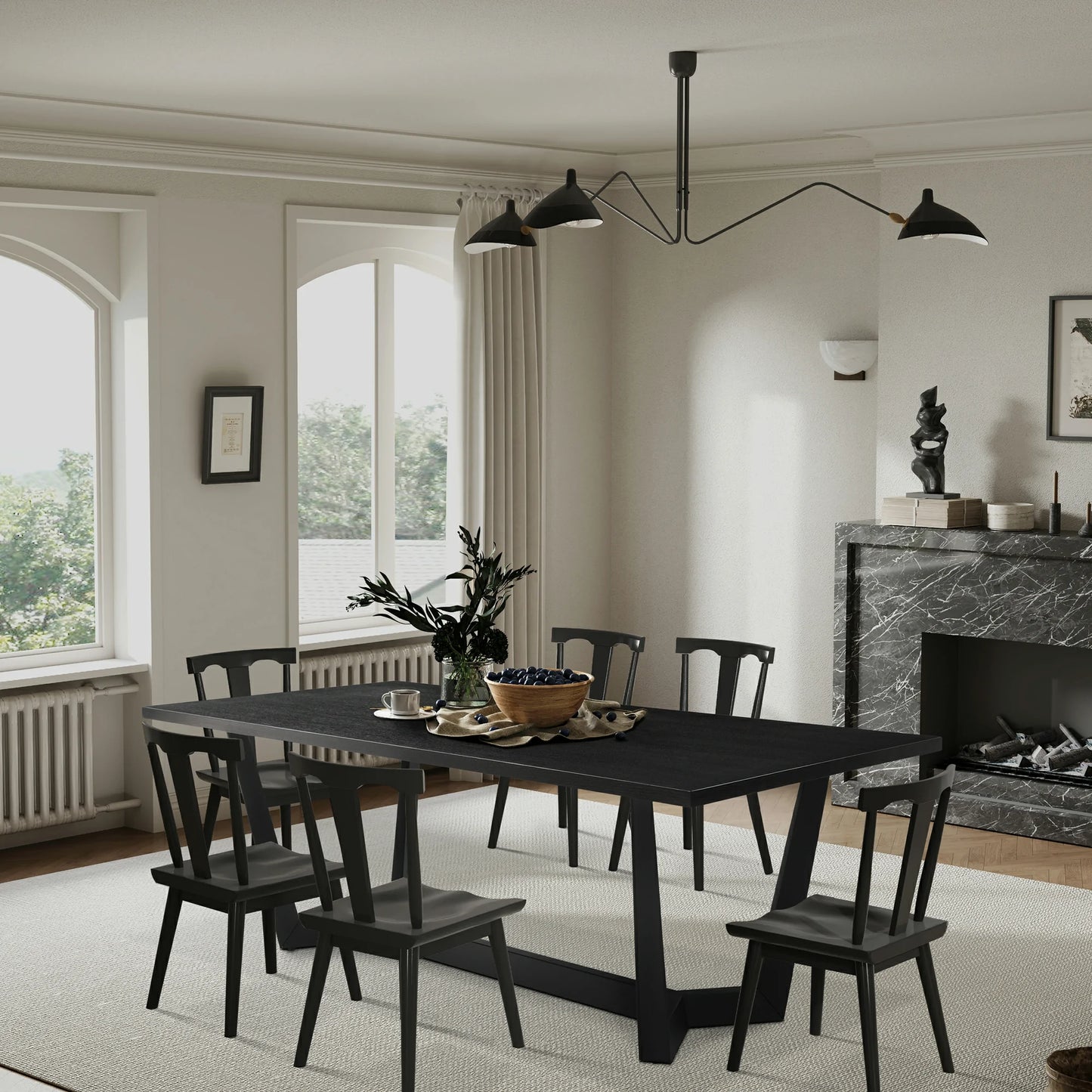 Rectangular MDF Dining Table – Mid-Century Modern, Indoor/Outdoor Use