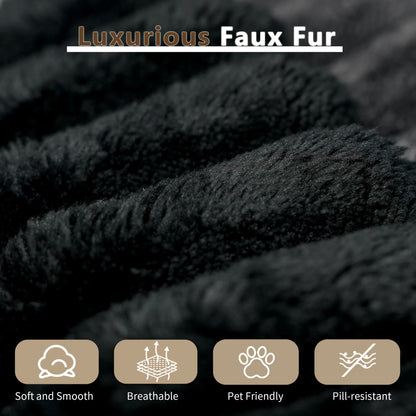 63"x47" Modern Sofa Bed Lounger – No Assembly, Black Corduroy