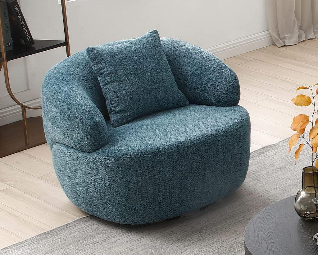 Cozy Swivel Barrel Chair – Boucle Accent Chair