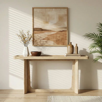 Farmhouse Console Table – Tray Top, Solid Wood Frame, Black