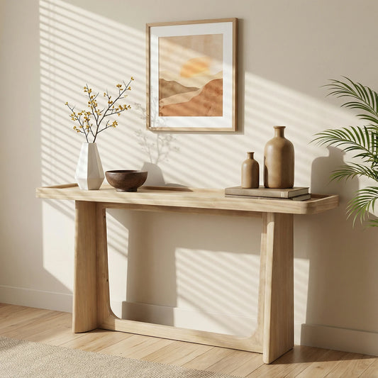 Farmhouse Console Table – Tray Top, Solid Wood Frame, Black