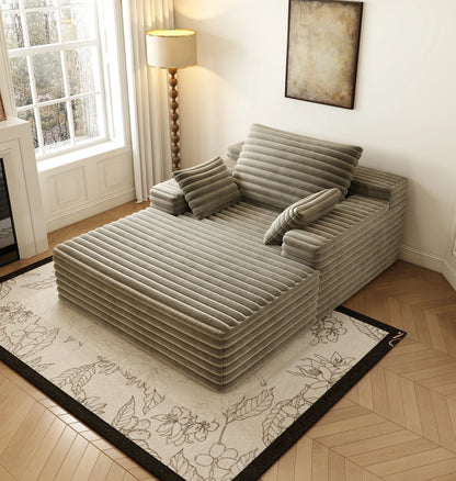 63"x47" Modern Sofa Bed Lounger – No Assembly, Black Corduroy