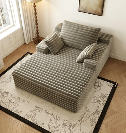 63"x47" Modern Sofa Bed Lounger – No Assembly, Black Corduroy