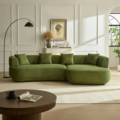 110" Modular Curved Sectional Sofa - Left/Right - 4-Seat with Pillows Green