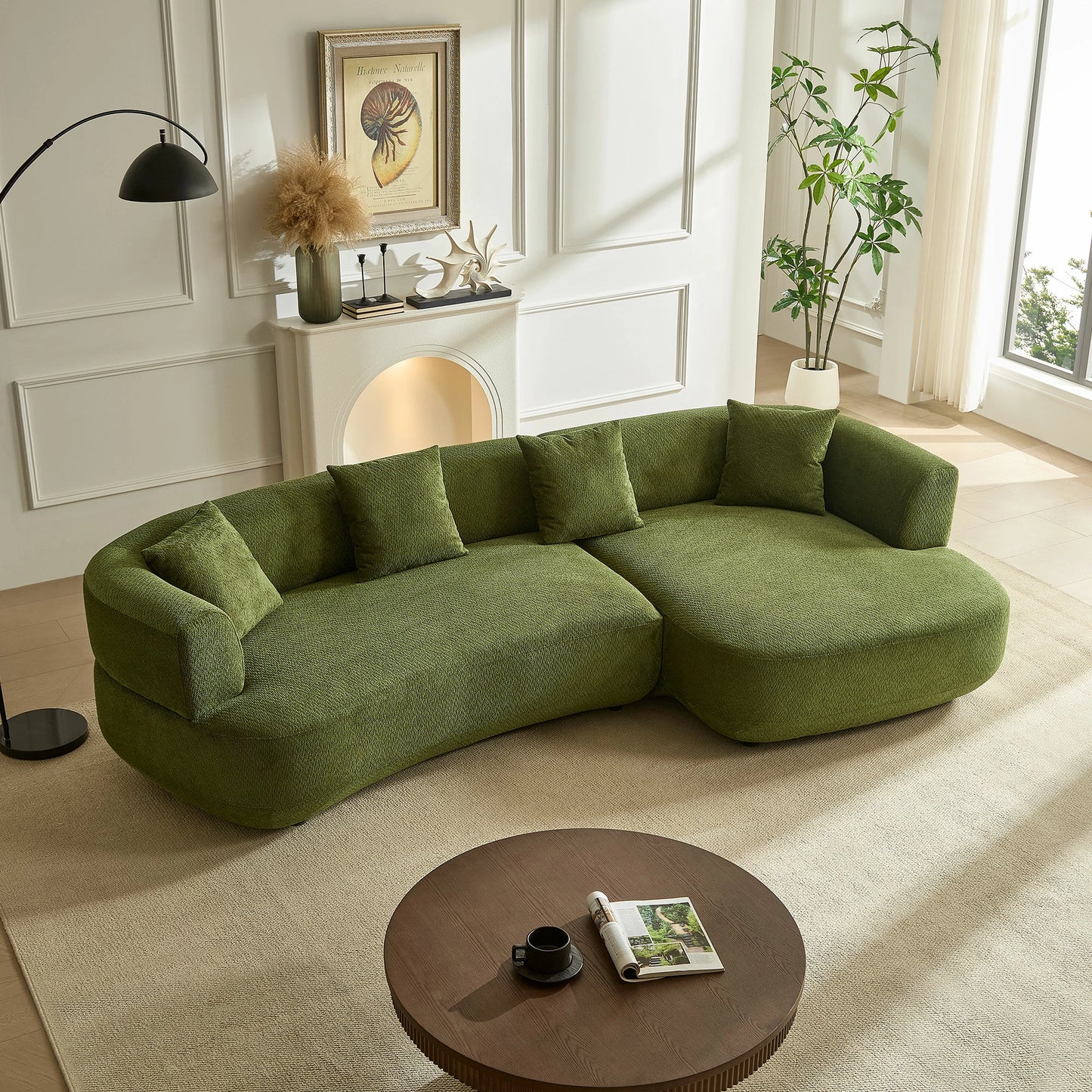 110" Modular Curved Sectional Sofa - Left/Right - 4-Seat with Pillows Green
