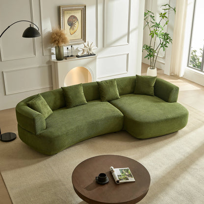 110" Modular Curved Sectional Sofa - Left/Right - 4-Seat with Pillows Green
