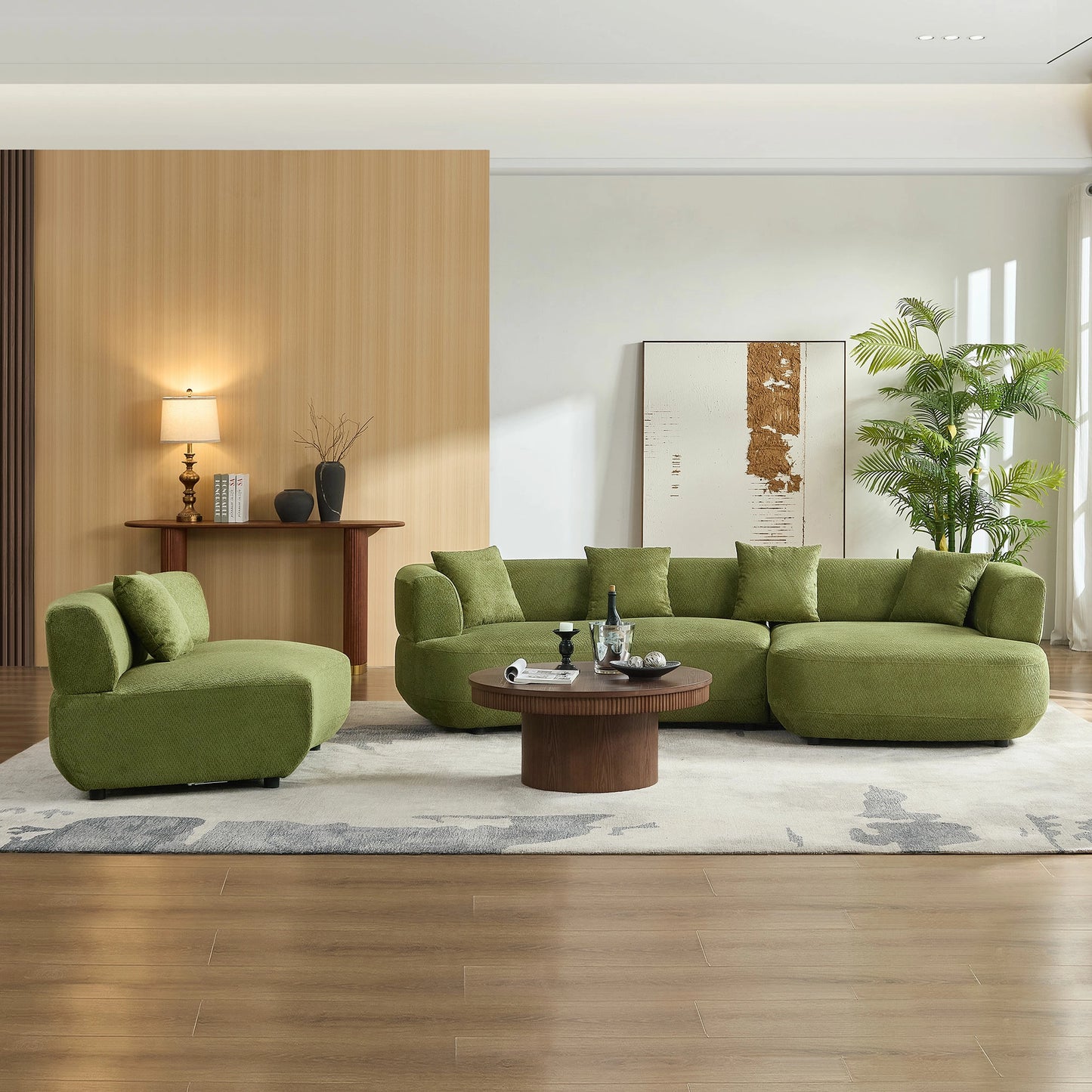 177" Modular Curved Sectional Sofa – 6-Seat with Pillows, Comfy Upholstery