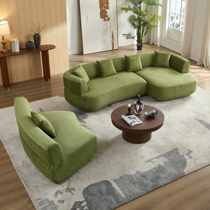 177" Modular Curved Sectional Sofa – 6-Seat with Pillows, Comfy Upholstery