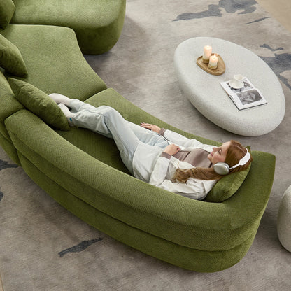 177" Modular Curved Sectional Sofa – 6-Seat with Pillows, Comfy Upholstery