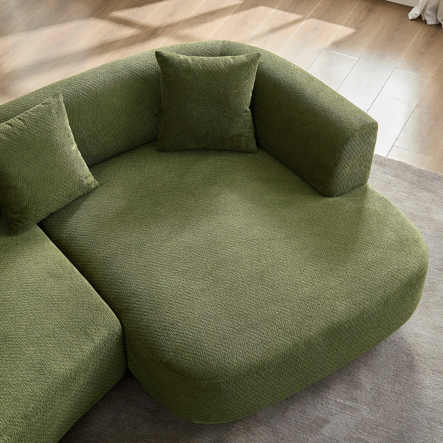 110" Modular Curved Sectional Sofa - Left/Right - 4-Seat with Pillows Green