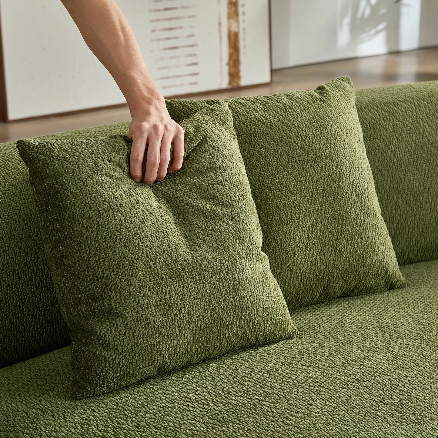 110" Modular Curved Sectional Sofa - Left/Right - 4-Seat with Pillows Green