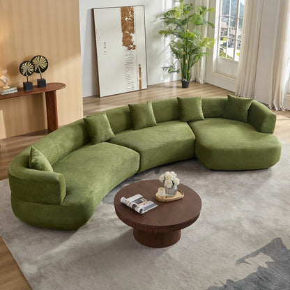 177" Modular Curved Sectional Sofa – 6-Seat with Pillows, Comfy Upholstery