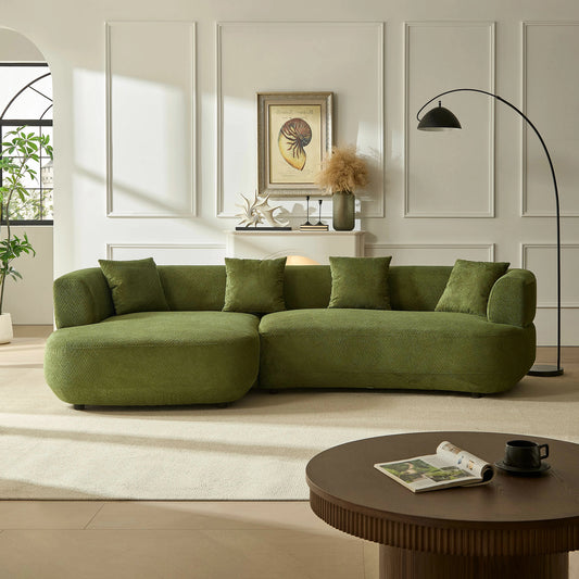 110" Modular Curved Sectional Sofa - Left/Right - 4-Seat with Pillows Green
