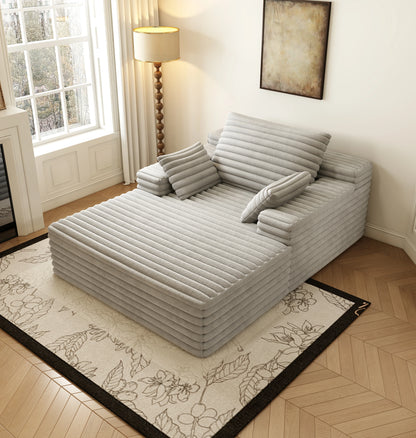 63"x47" Modern Sofa Bed Lounger – No Assembly, Black Corduroy