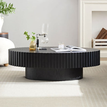 Modern Handcrafted 43.7" Oval Drum Coffee Table