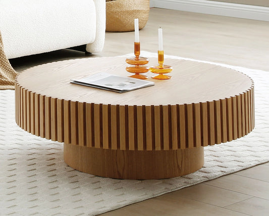Modern Handcraft Drum Coffee Table Circle Coffee Table
