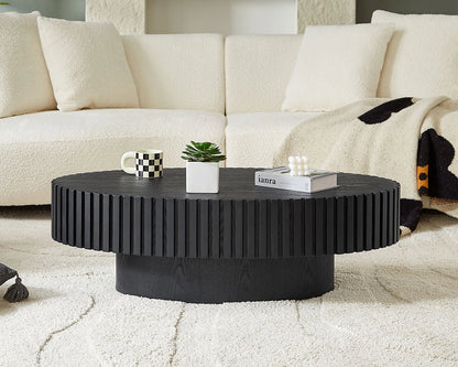 Modern Handcrafted 43.7" Oval Drum Coffee Table