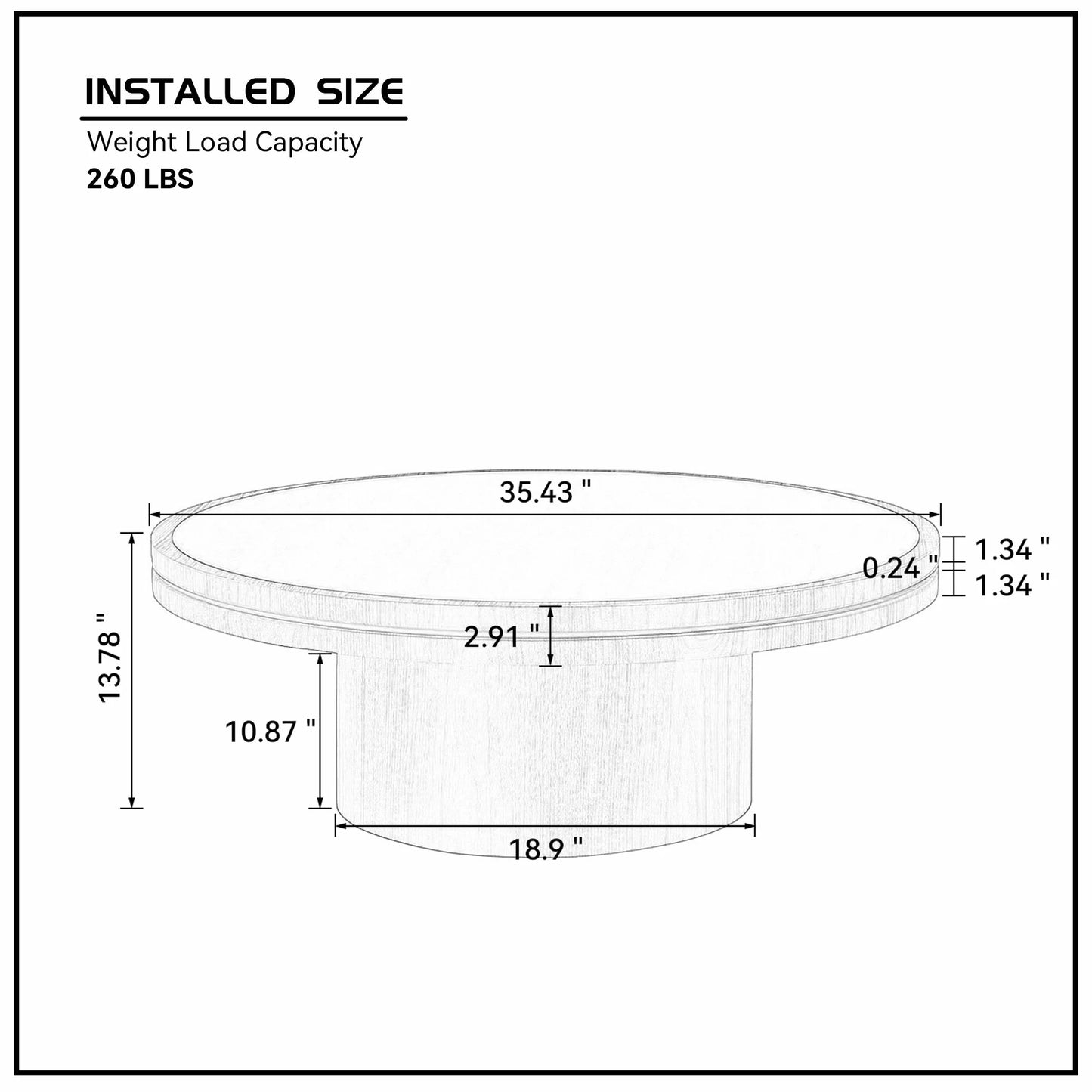 35.43" Sintered Stone Coffee Table – MDF Pedestal, Easy Assembly