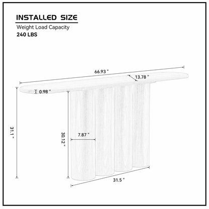 66.93" Modern Console Table – Cylinder Legs for Entryway, Natural