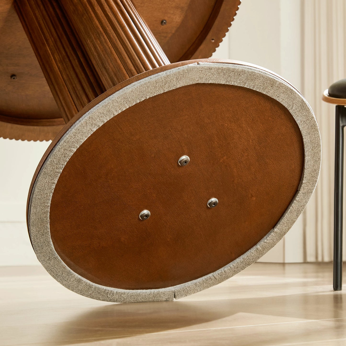 33.07" Round Bistro Table – Sintered Stone Top, Solid Wood Frame, Mid-Century