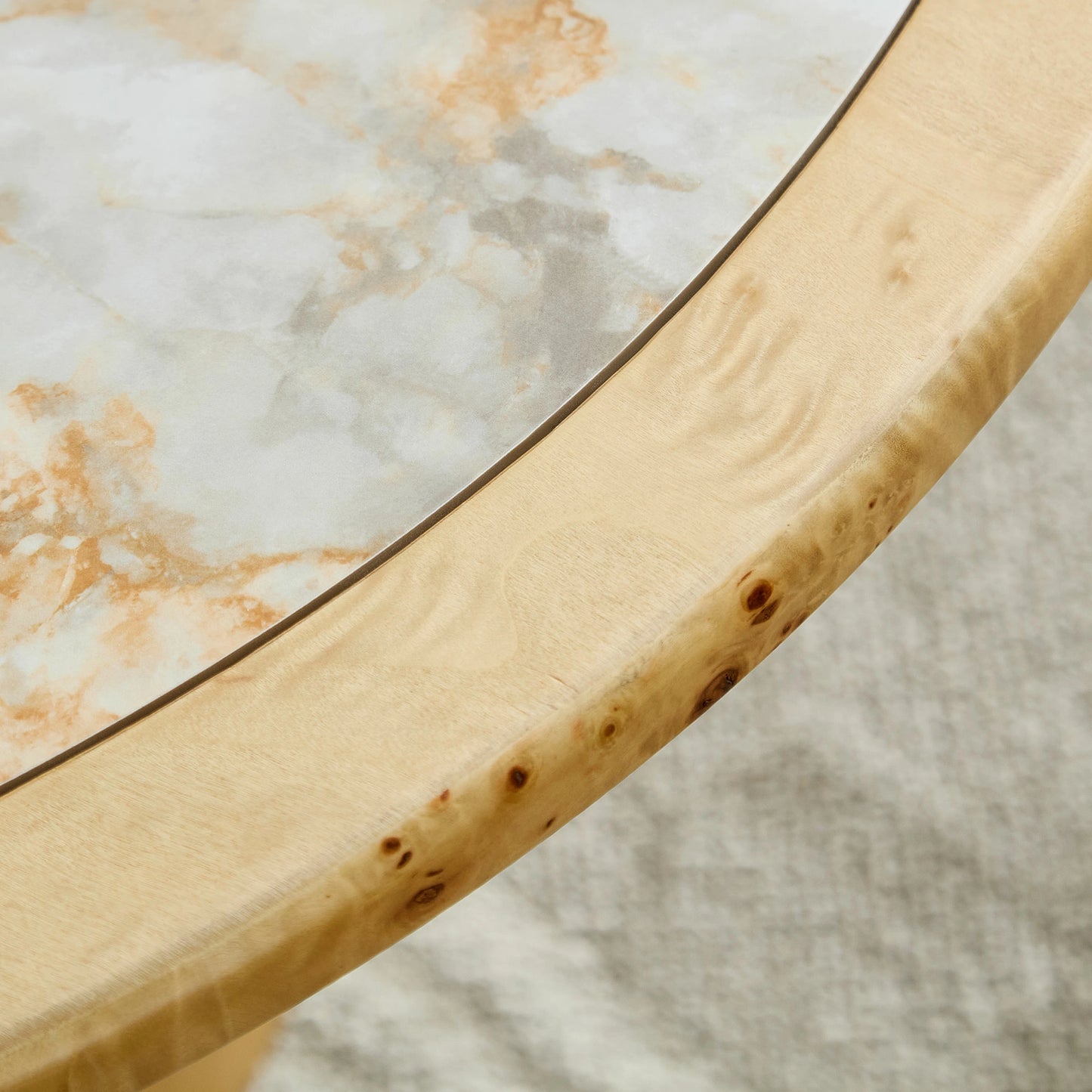Irregular 2-Piece Coffee Table Set – Burl Veneer & Sintered Stone Top