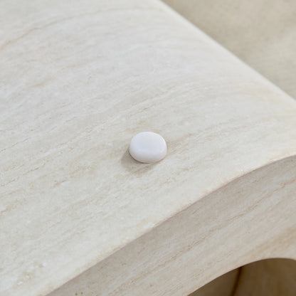 Faux Travertine Square Coffee Table - Layered Base, No Assembly