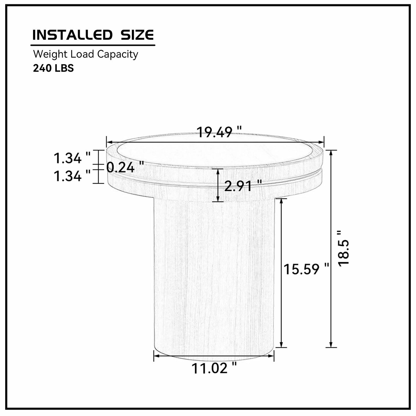 19.49" Round MDF Side Table – Sintered Stone Top, Natural