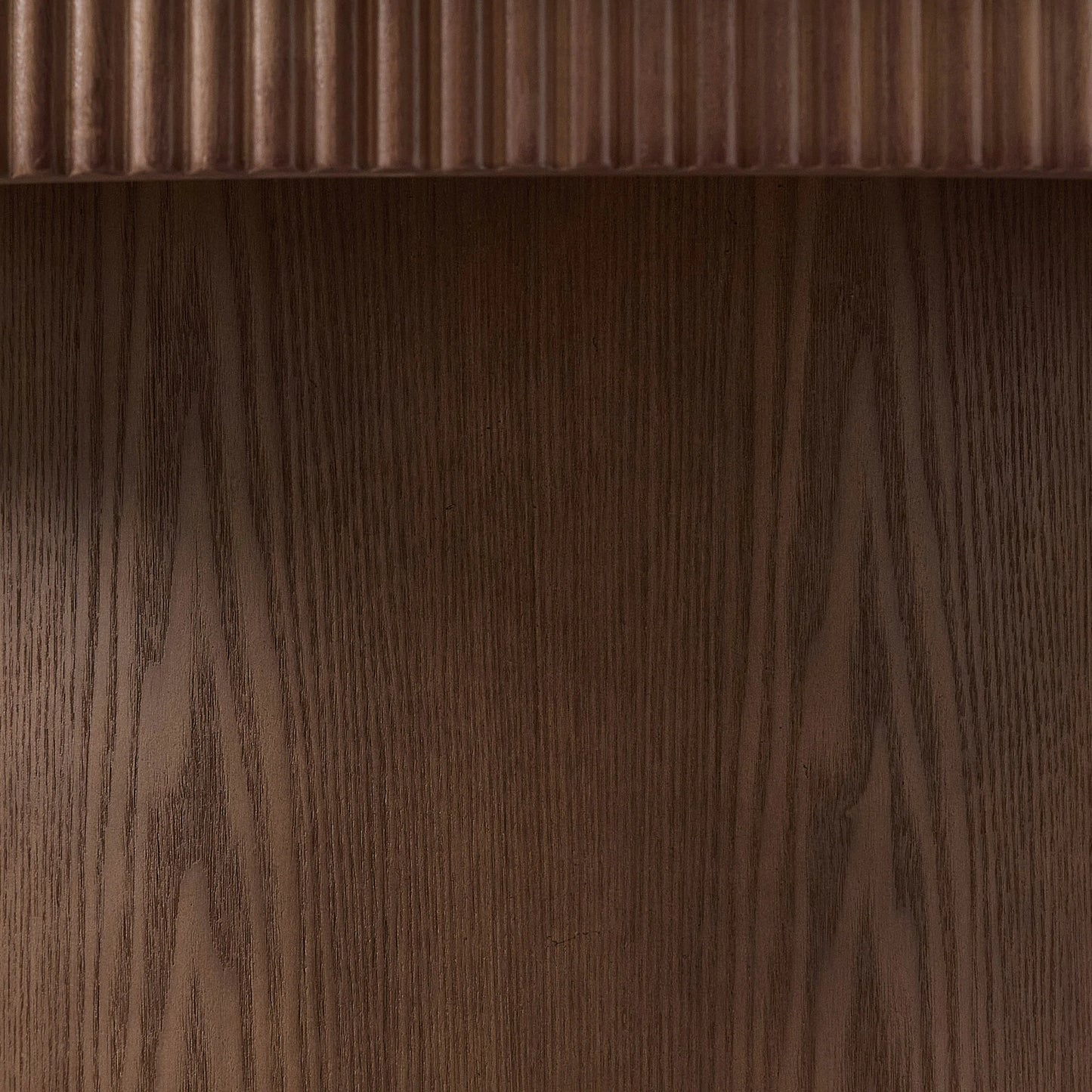 35.43" Round Coffee Table with Ribbed Wave Trim & Walnut Veneer