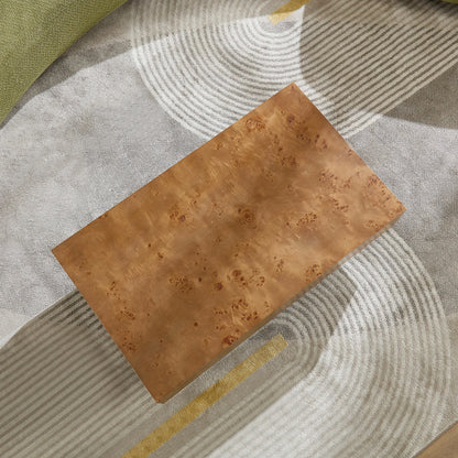 Burl Wood Veneer Coffee Table with MDF Pedestal - Mid-Century Modern