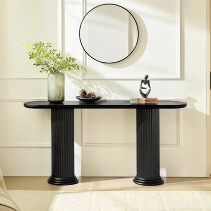 62.99" Modern Console Table – Roman Legs, Wood Veneer, MDF Entryway