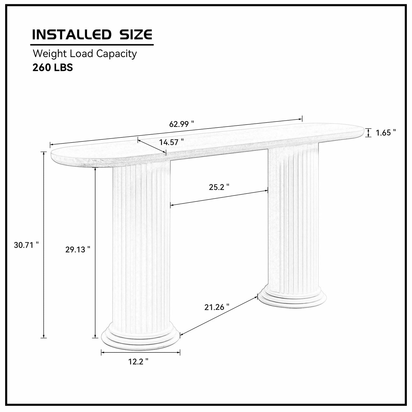62.99" Modern Console Table – Roman Legs, Wood Veneer, MDF Entryway