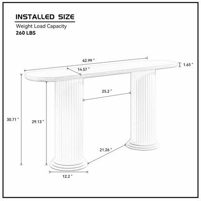 62.99" Modern Console Table – Roman Legs, Wood Veneer, MDF Entryway