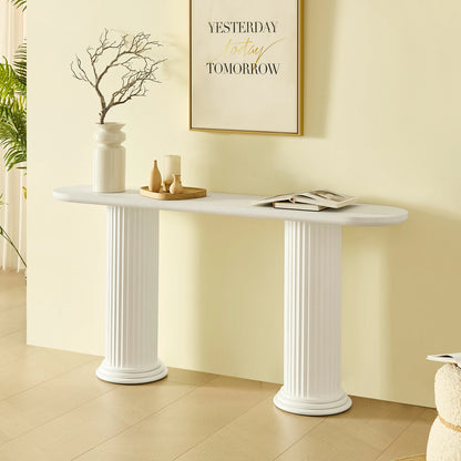 62.99" Modern Console Table – Roman Legs, Wood Veneer, MDF Entryway