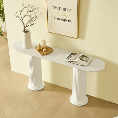 62.99" Modern Console Table – Roman Legs, Wood Veneer, MDF Entryway