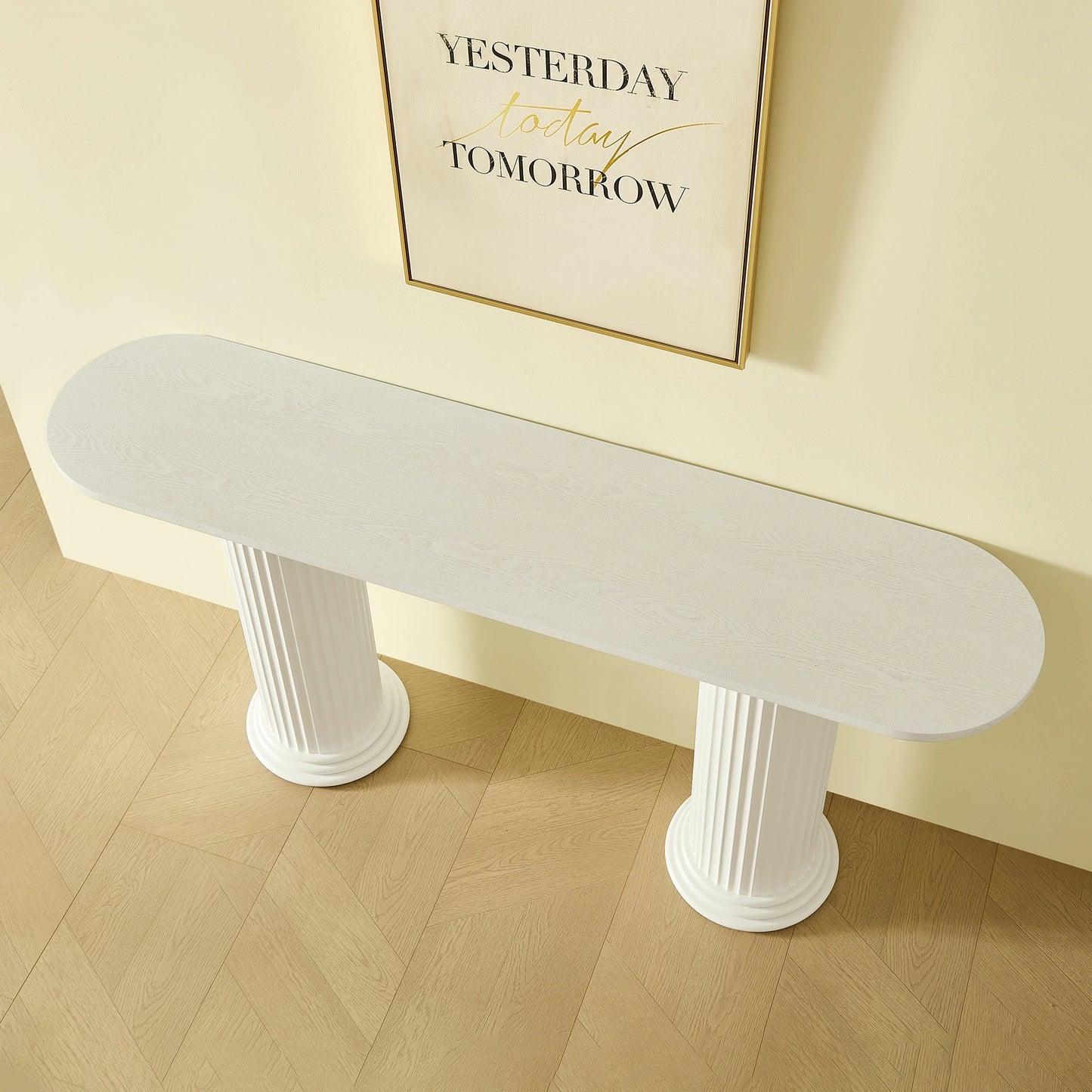 62.99" Modern Console Table – Roman Legs, Wood Veneer, MDF Entryway
