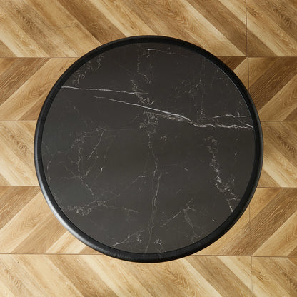 35.43" Round Coffee Table – Sintered Stone Top, Steel Base