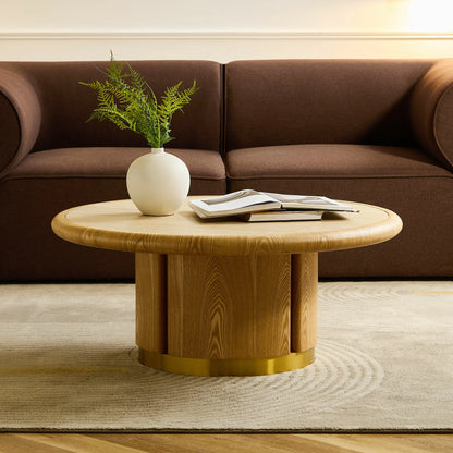 35.43" Round Coffee Table – Sintered Stone Top, Steel Base