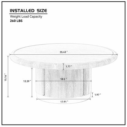 35.43" Round Coffee Table – Sintered Stone Top, Steel Base