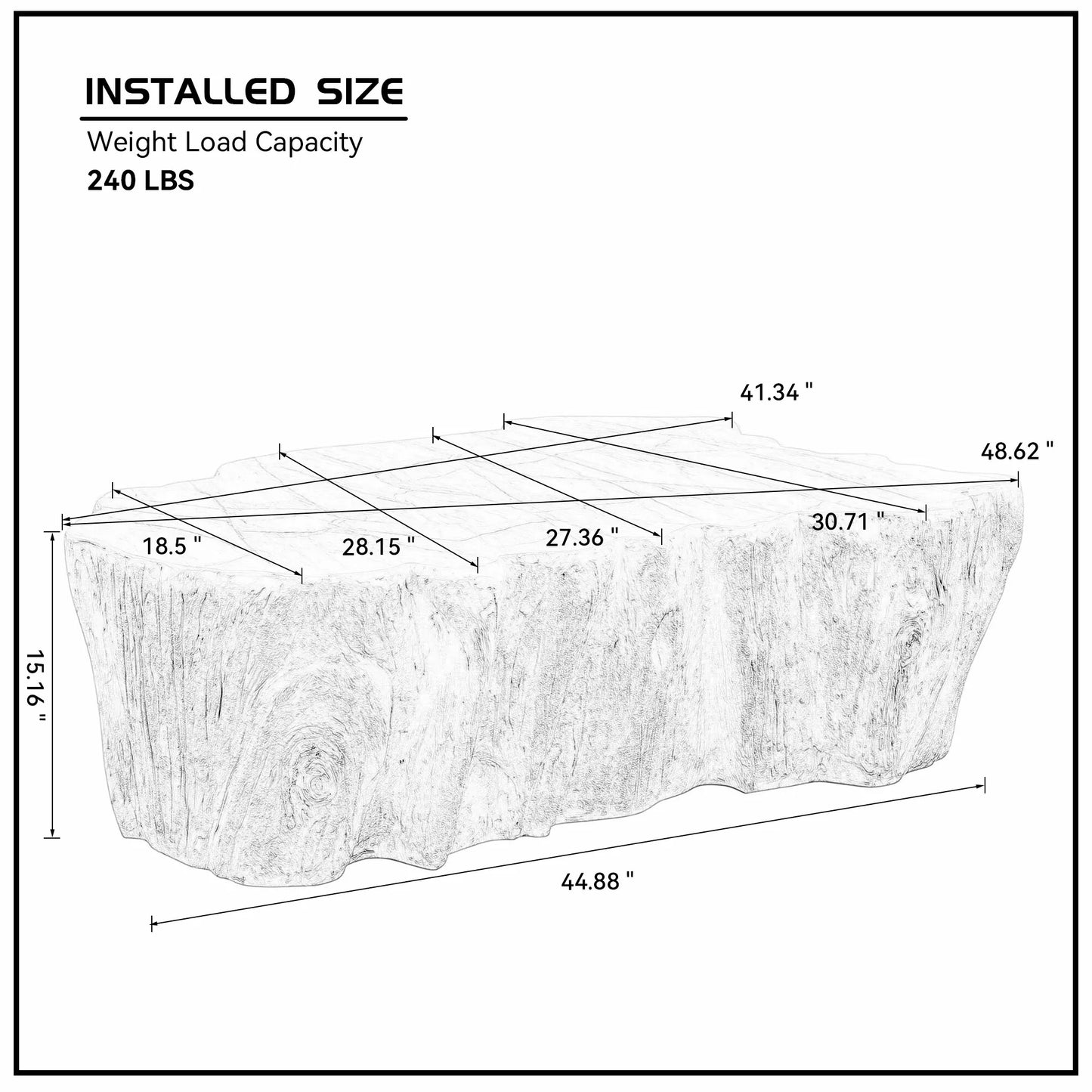 48.62" Unique Shape Coffee Table - Sturdy Fiberglass