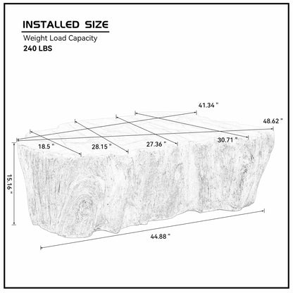 48.62" Unique Shape Coffee Table - Sturdy Fiberglass
