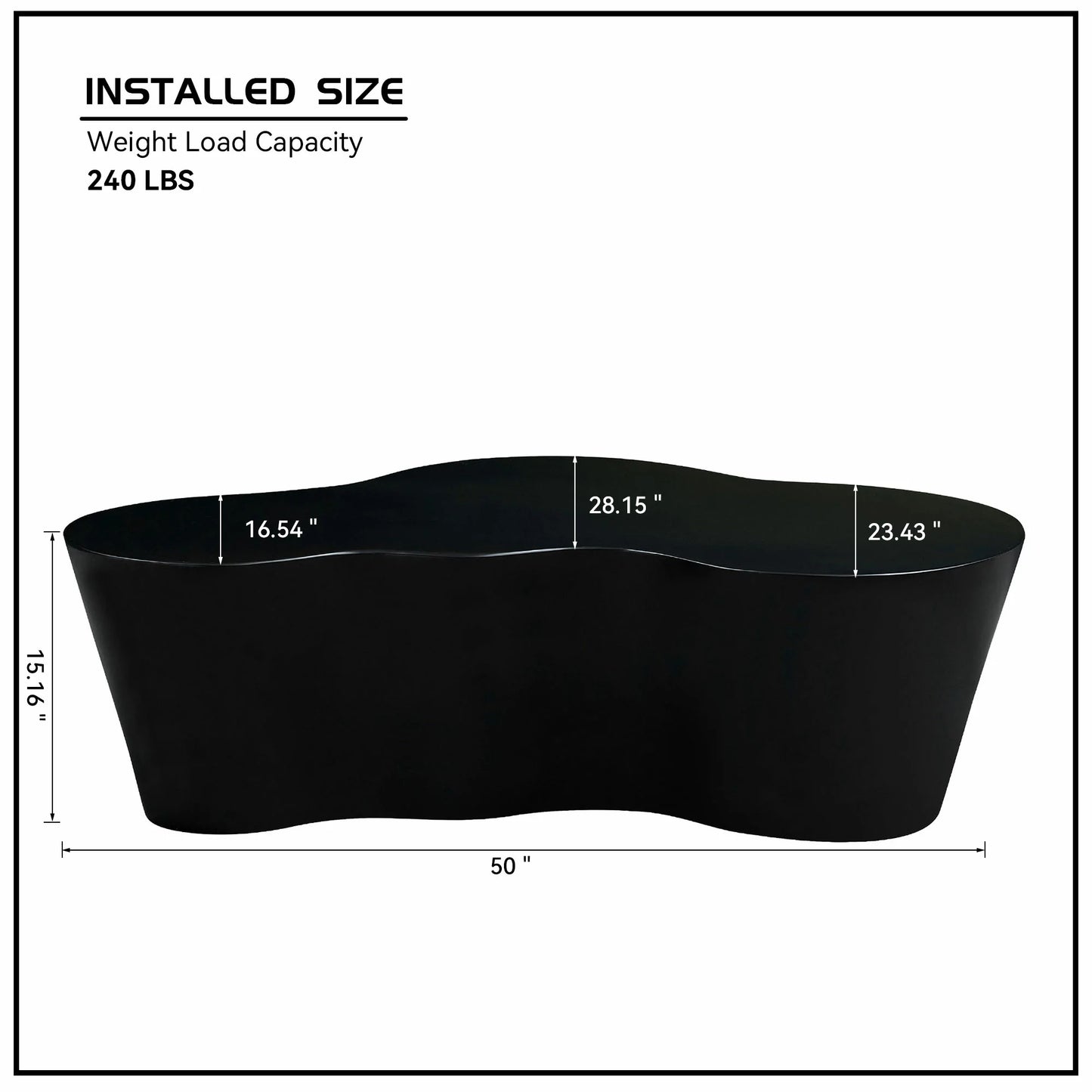 50“ Unique Shape Coffee Table - Sturdy Fiberglass