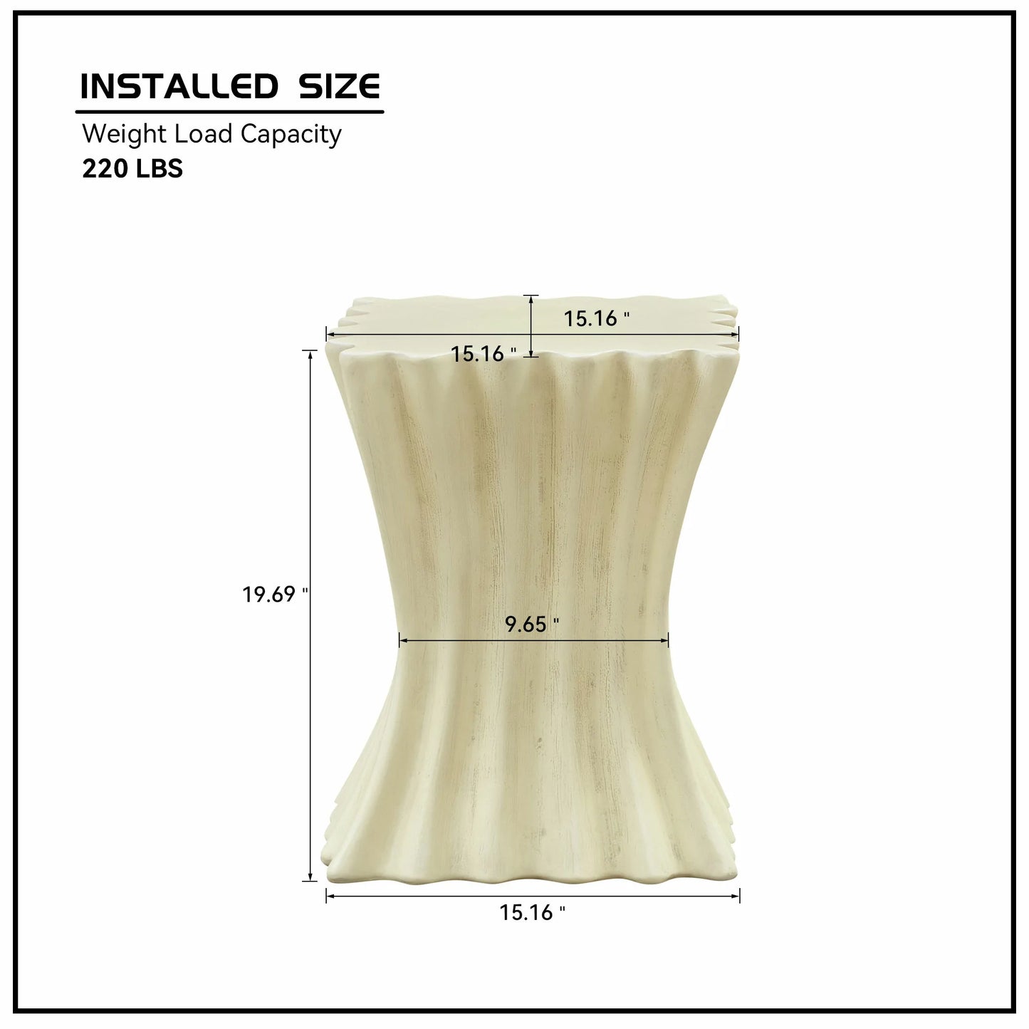 15.16" Vintage Fiberglass Side Table – No Assembly, Beige